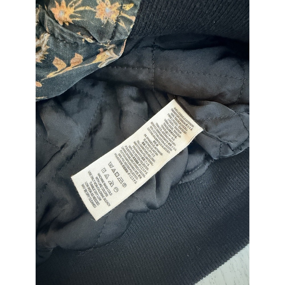 Free People Floral Bomber Jacket Sz S Black / Multicolor - Picture 5 of 7